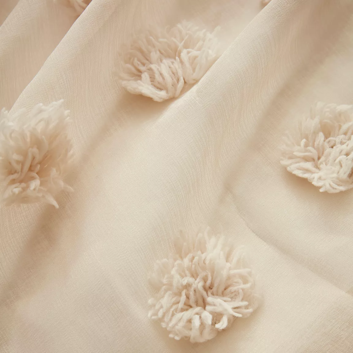 Voilage galon fronceur pompons (280 x 240 cm) Suzie Beige