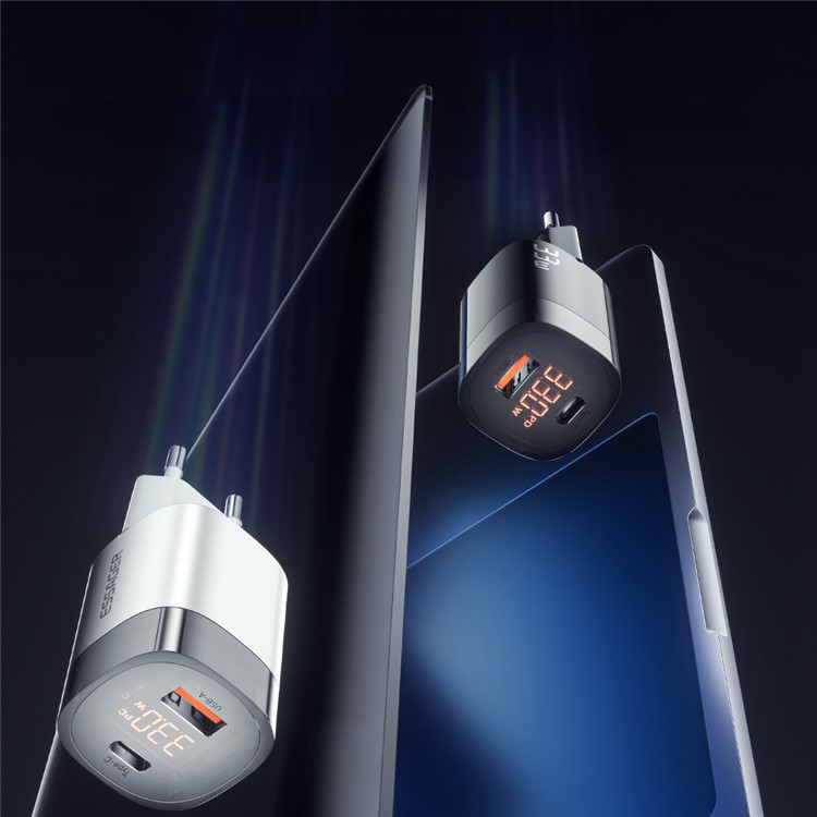 (33W) USB C / USB A GaN Ladegerät Netzteil mit LED Display - Schwarz