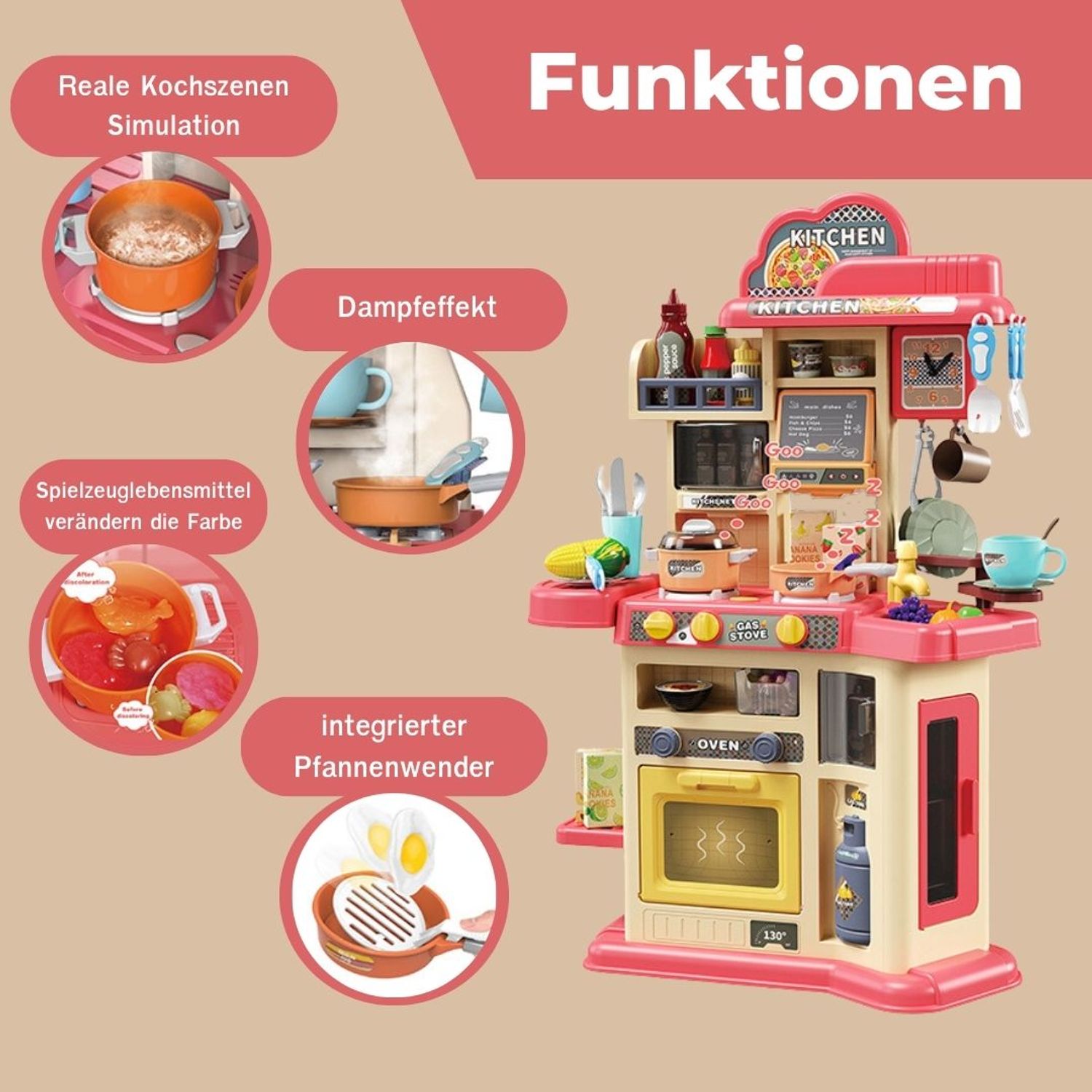 Coemo Kinderküche Joe Spielküche ROT mit viel Zubehör