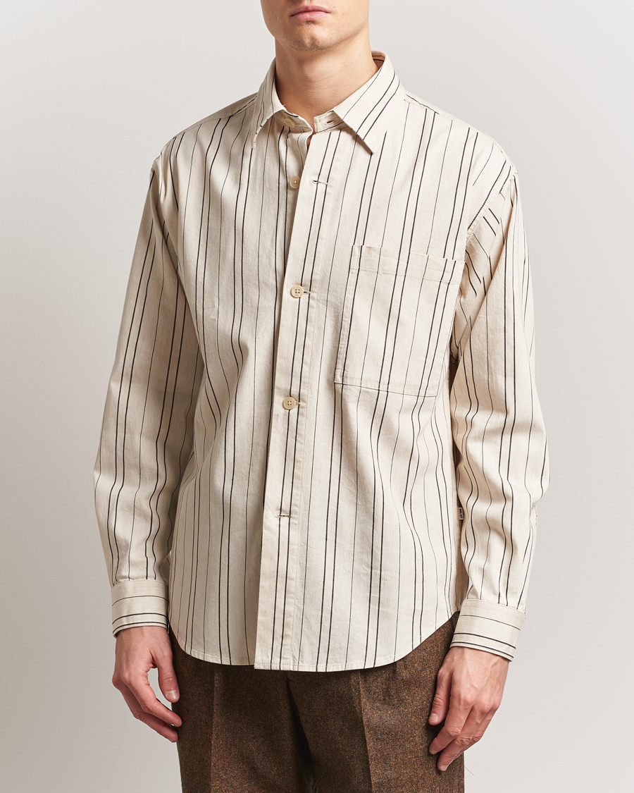 NN07 Adwin Striped Overshirt Ecru/Black