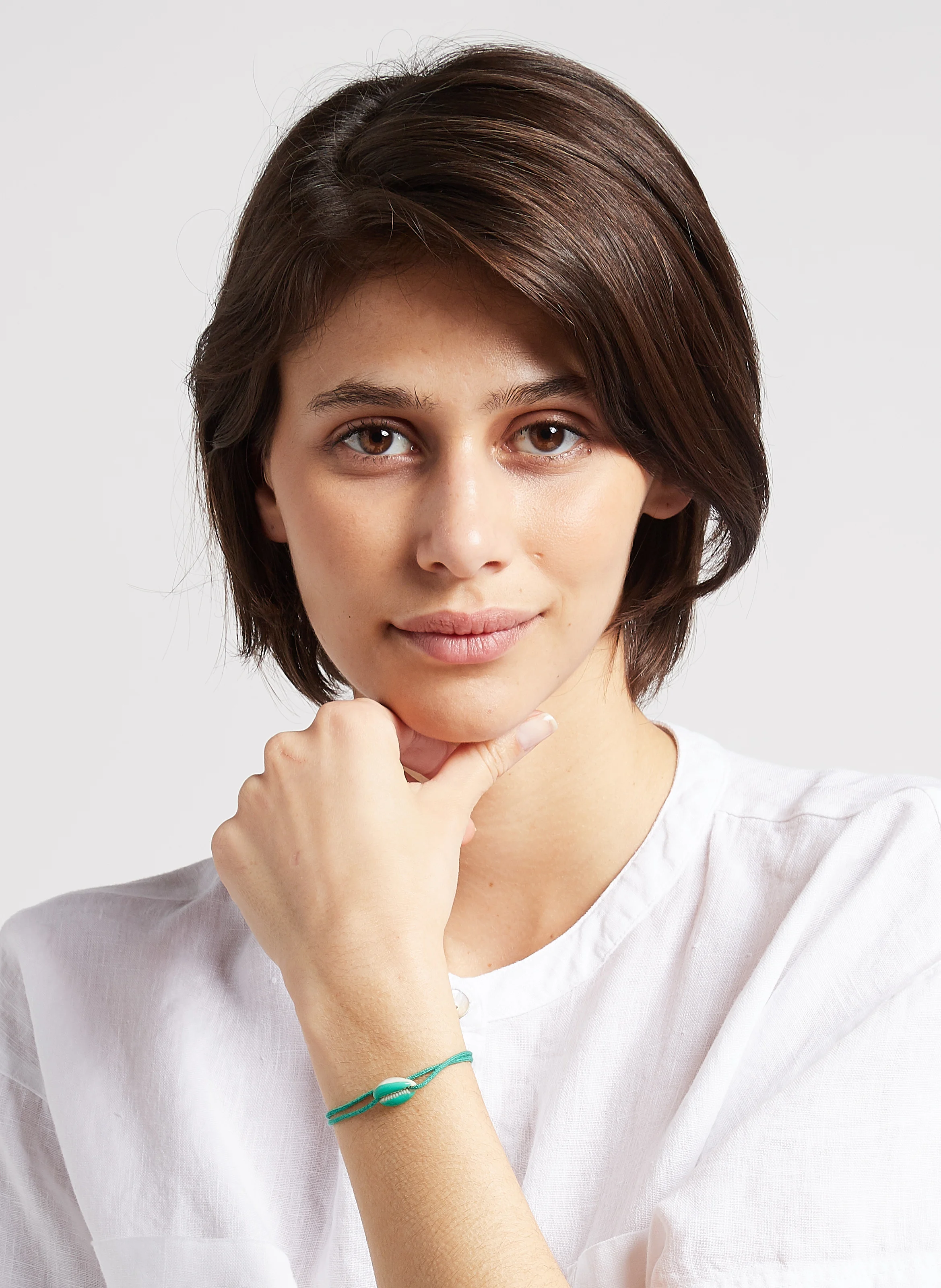 COQUILLAGE - Bracelet coquillage lien coton | Vert