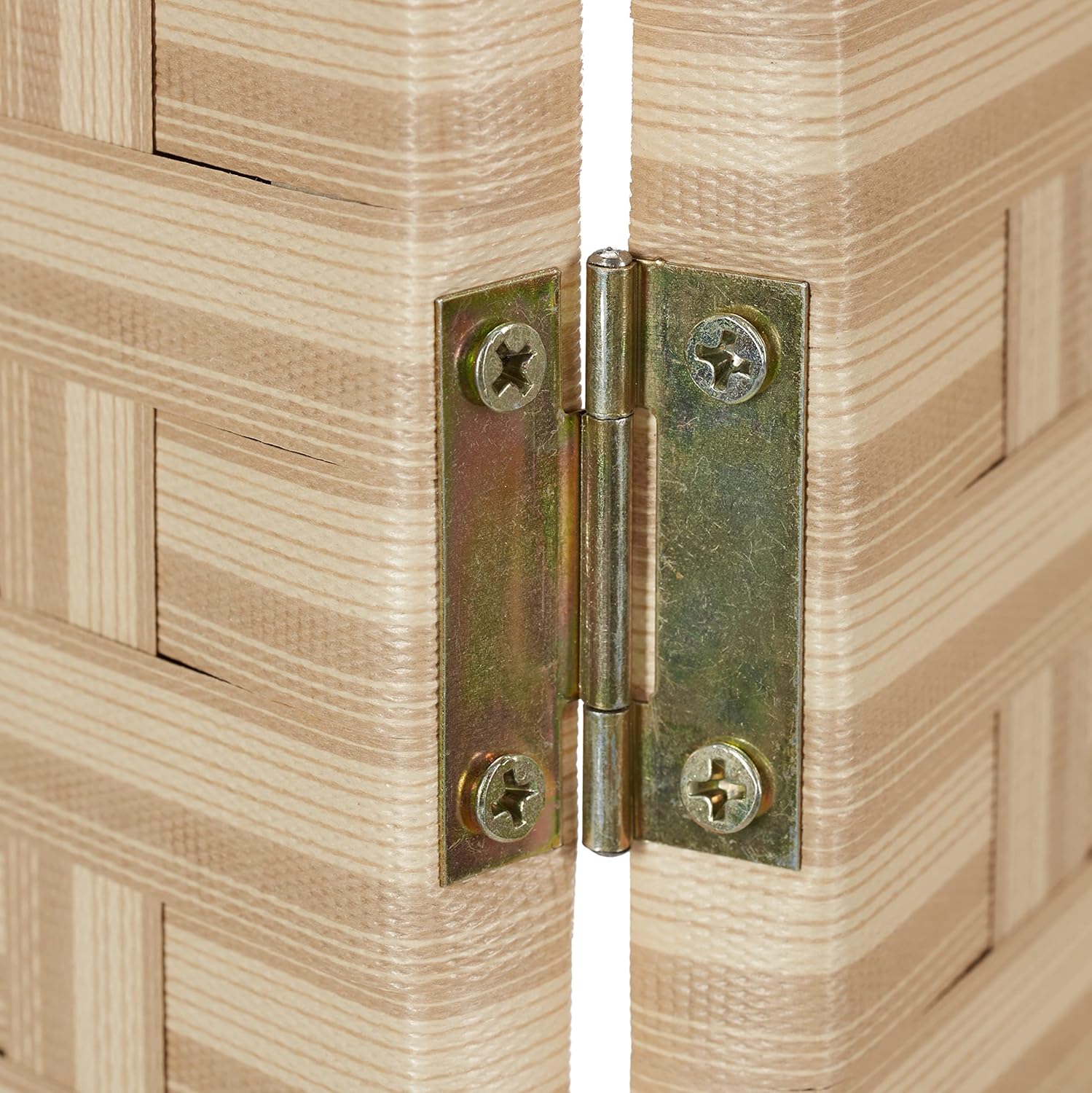 Relaxdays Paravent, 3-teilig, faltbarer Raumtrenner, HxB: 170x120 cm, Kunststoff & Holz, Trennwand für innen, hellbraun QH7697279