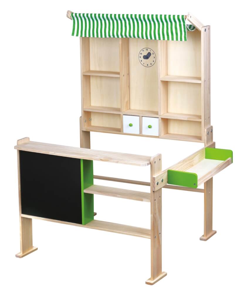 SpielMaus Holz Kaufladen hellgrün/weiß, Kaufläden & Zubehör, ca. 74x68x97 cm, ab 3 Jahren