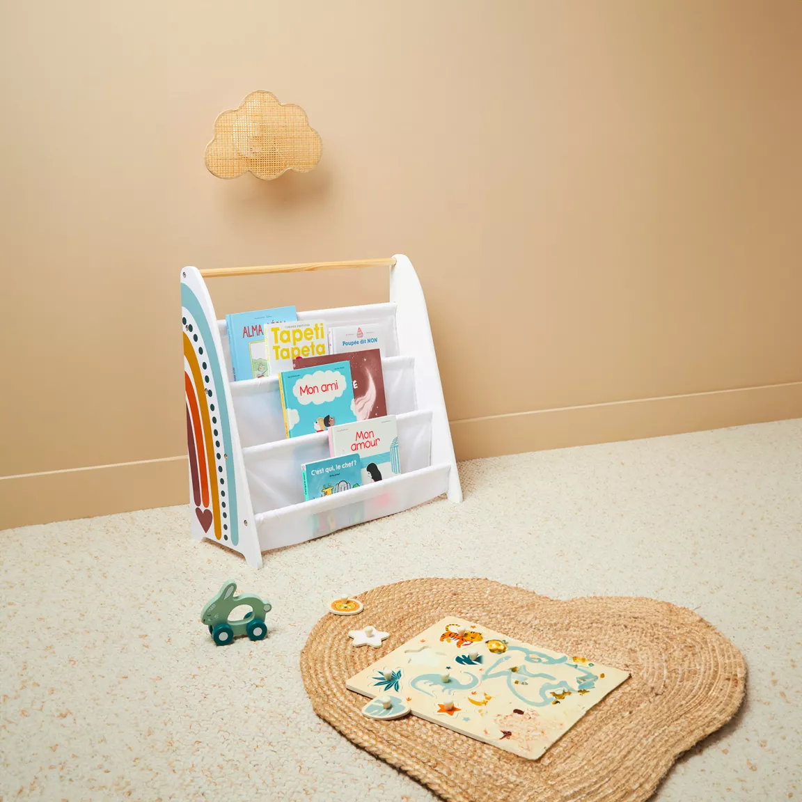 Bibliothèque enfant bois (60 x 62 cm) Arc en ciel Multicolore