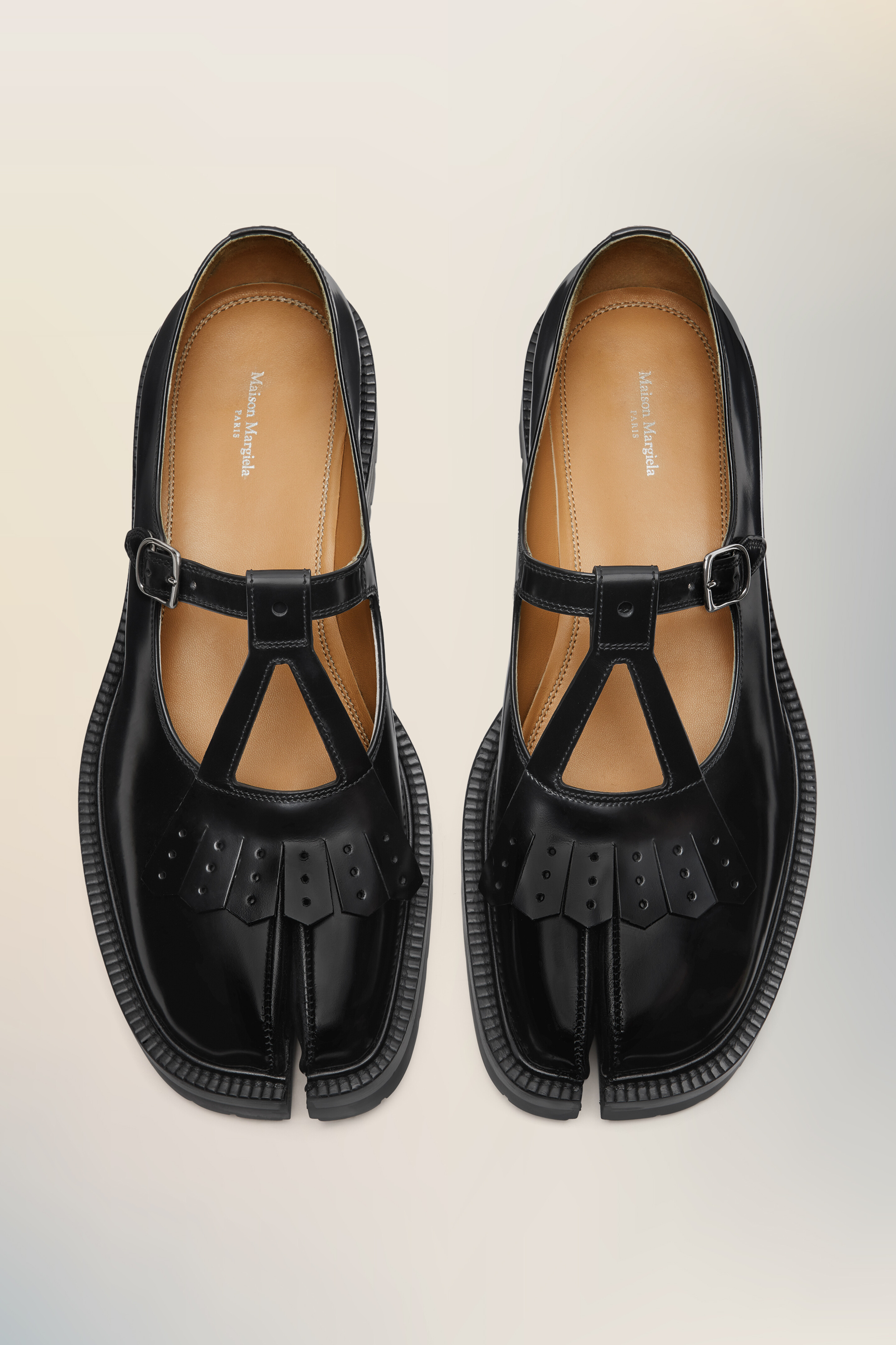 Mary-Janes Tabi Country noires en cuir pour femme Noir