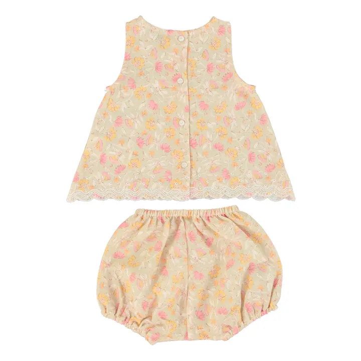 Bebe Organic Bloomer + Blouse Ingrid Fleurs | Abricot