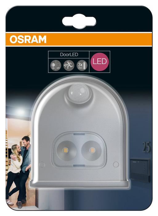 LEDVANCE LED sensorlampe sølv batteri