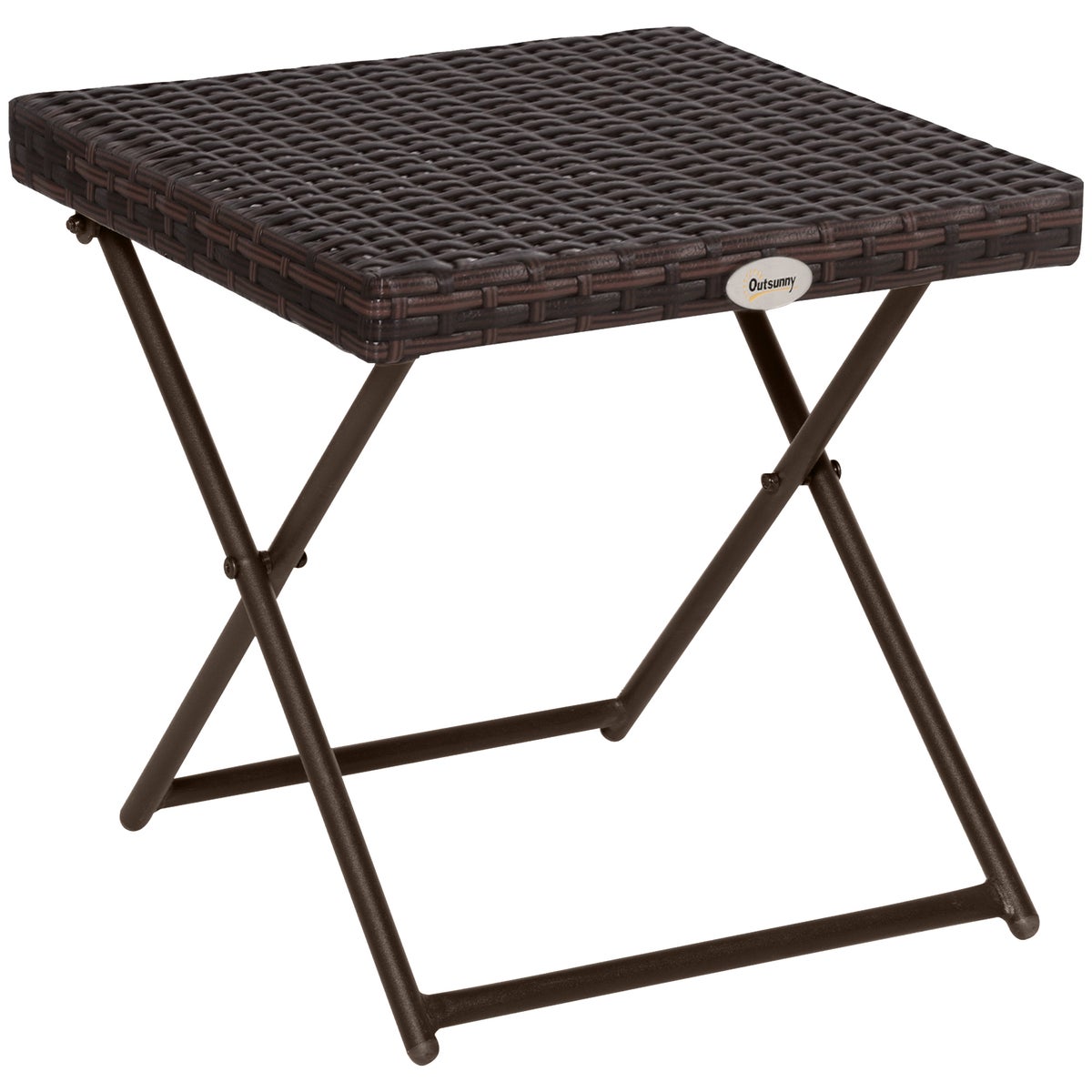 Outsunny bijzettafel, 40L x 40B x 40H cm, staal, PE rotan, bruin