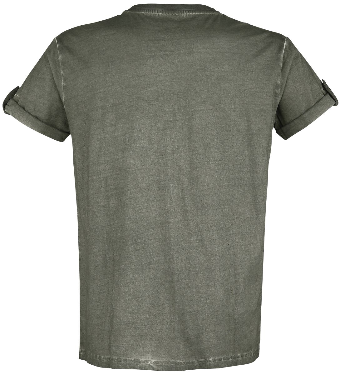 T-Shirt Vert Boutonné Avec Manches Retroussées | Black Premium by EMP T-Shirt Manches courtes