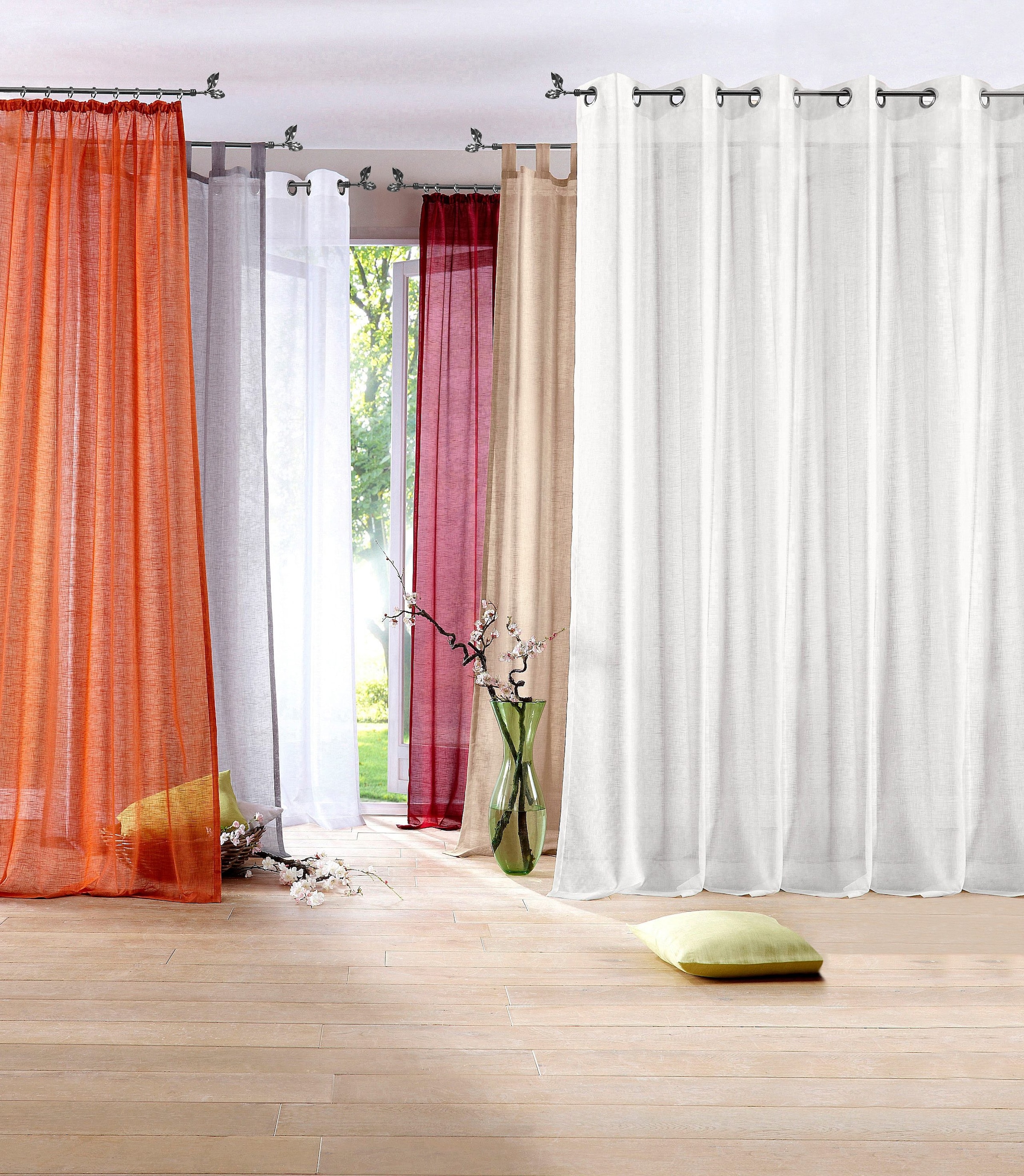 my home Gardine »REGINA« Schlaufen 2 Stk. tlg. Vorhang, Fertiggardine, 2-er Set, transparent, modern