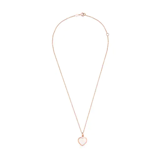 Colar Sweet Dolls Color com banho de ouro rosa 18k sobre prata e quartzo rosa.