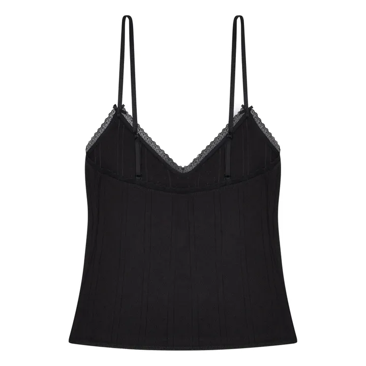 Cou Cou Intimates Top Long Cami Pointelle Coton Bio | Noir