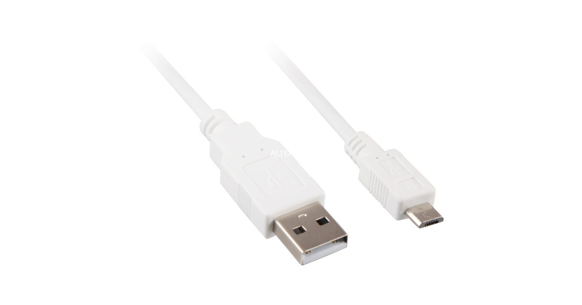 SharkoonUSB-A 2.0 > Micro USB-B kabel  (Wit, 1 meter)