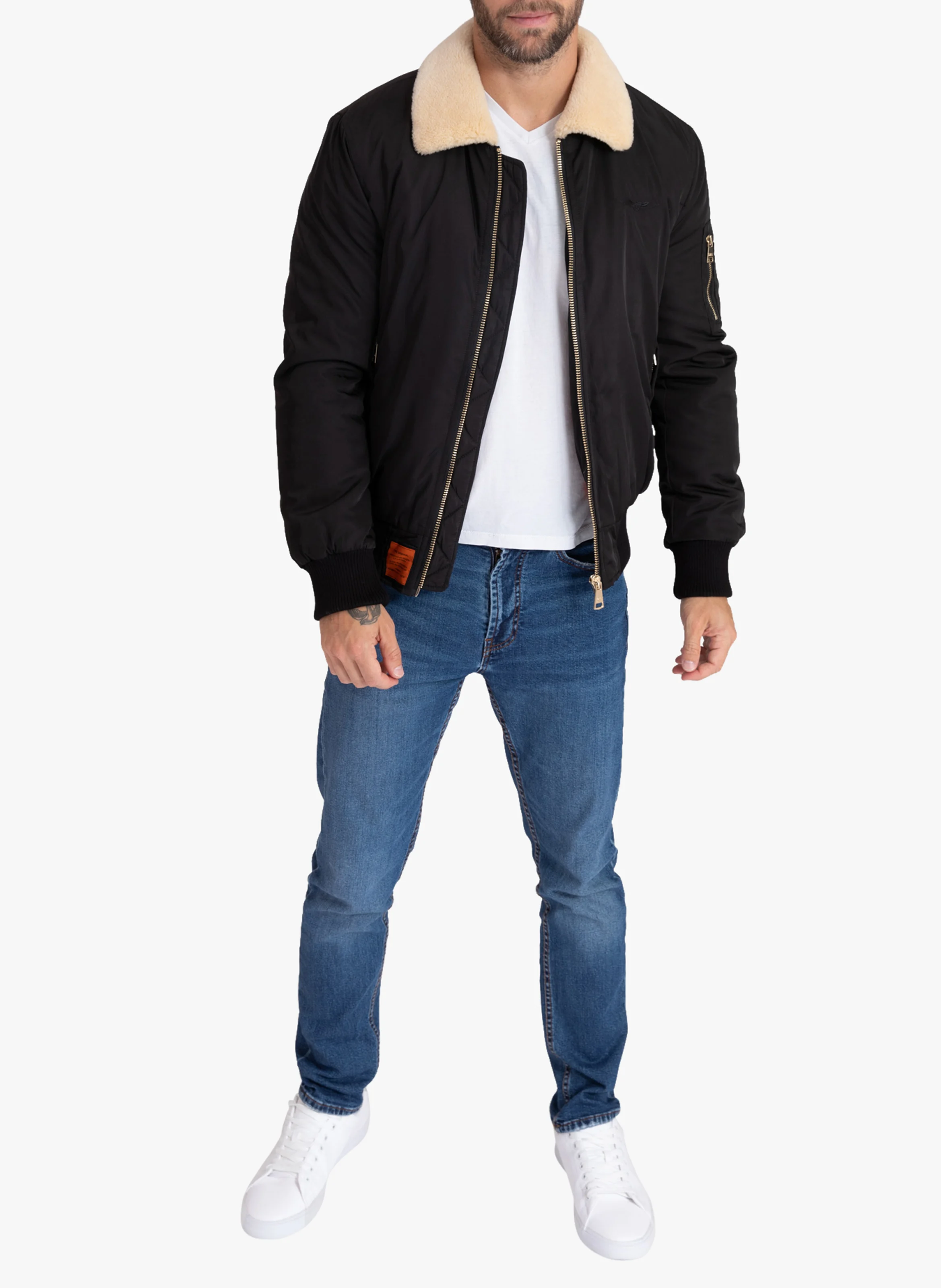 VERSMOLD - Blouson aviateur col classique | Noir