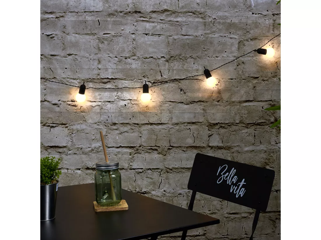 Guirlande Solaire Ampoules Blanches 20 Leds M6