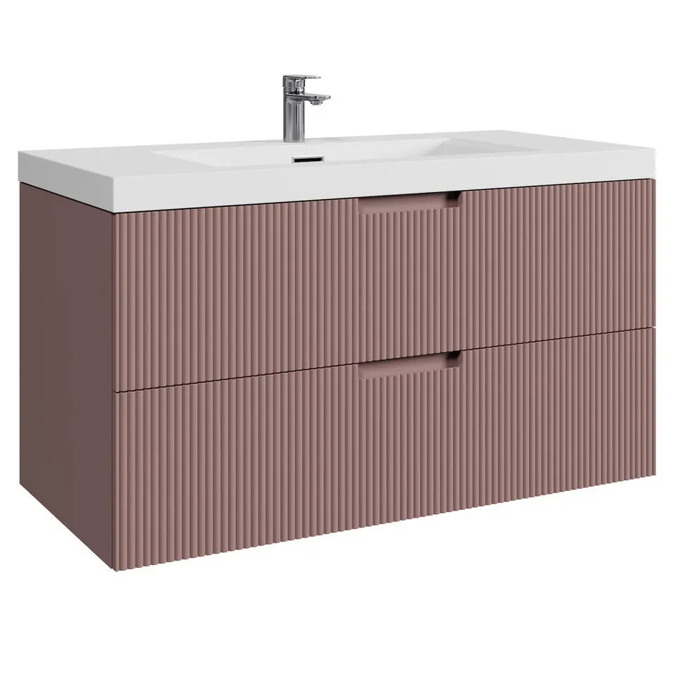 Badplaats Badkamermeubel Set Thermis 100cm - Roze - Badmeubel met Wastafel