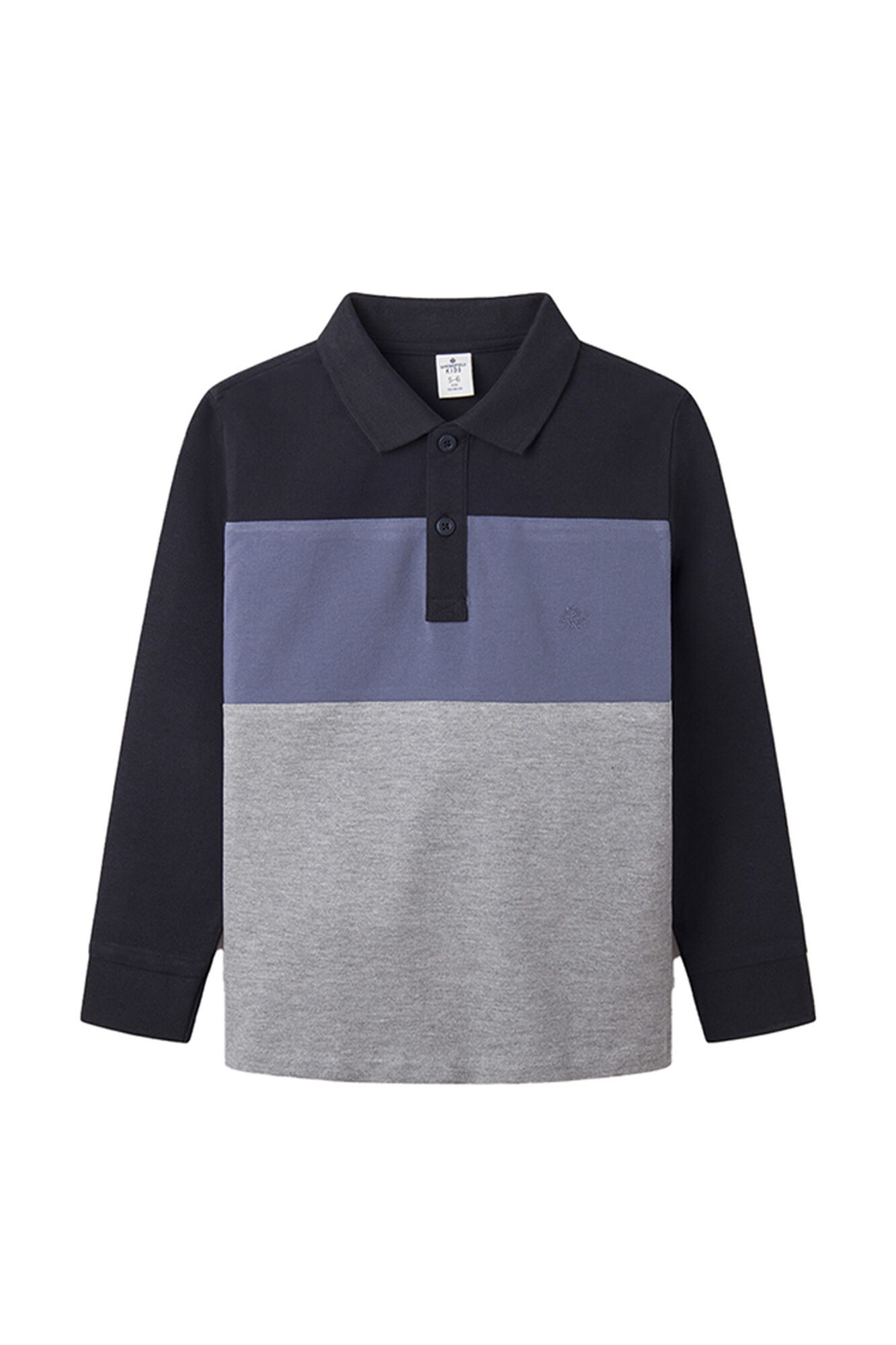 Camisa polo de manga comprida com blocos de cores para meninos