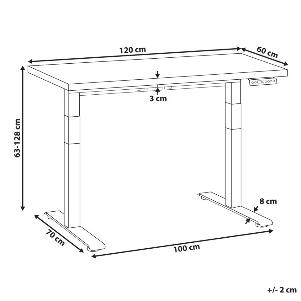 DESTINES - Elektr bureau - Wit/Lichtbruin - 120 x 60 cm - Vezelplaat