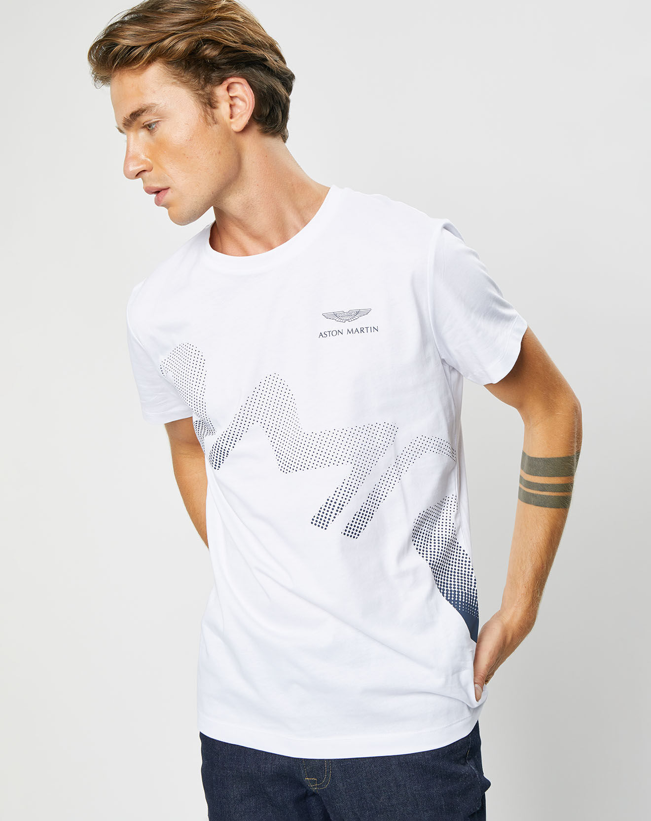 Hackett London T-Shirt Logo Aston Martin Racing blanc