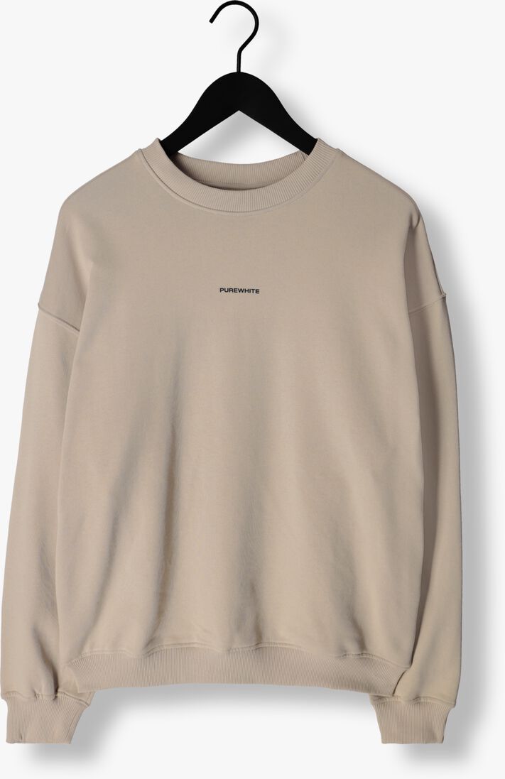 PUREWHITE zand purewhite trui crewneck with small logo on chest and big back print