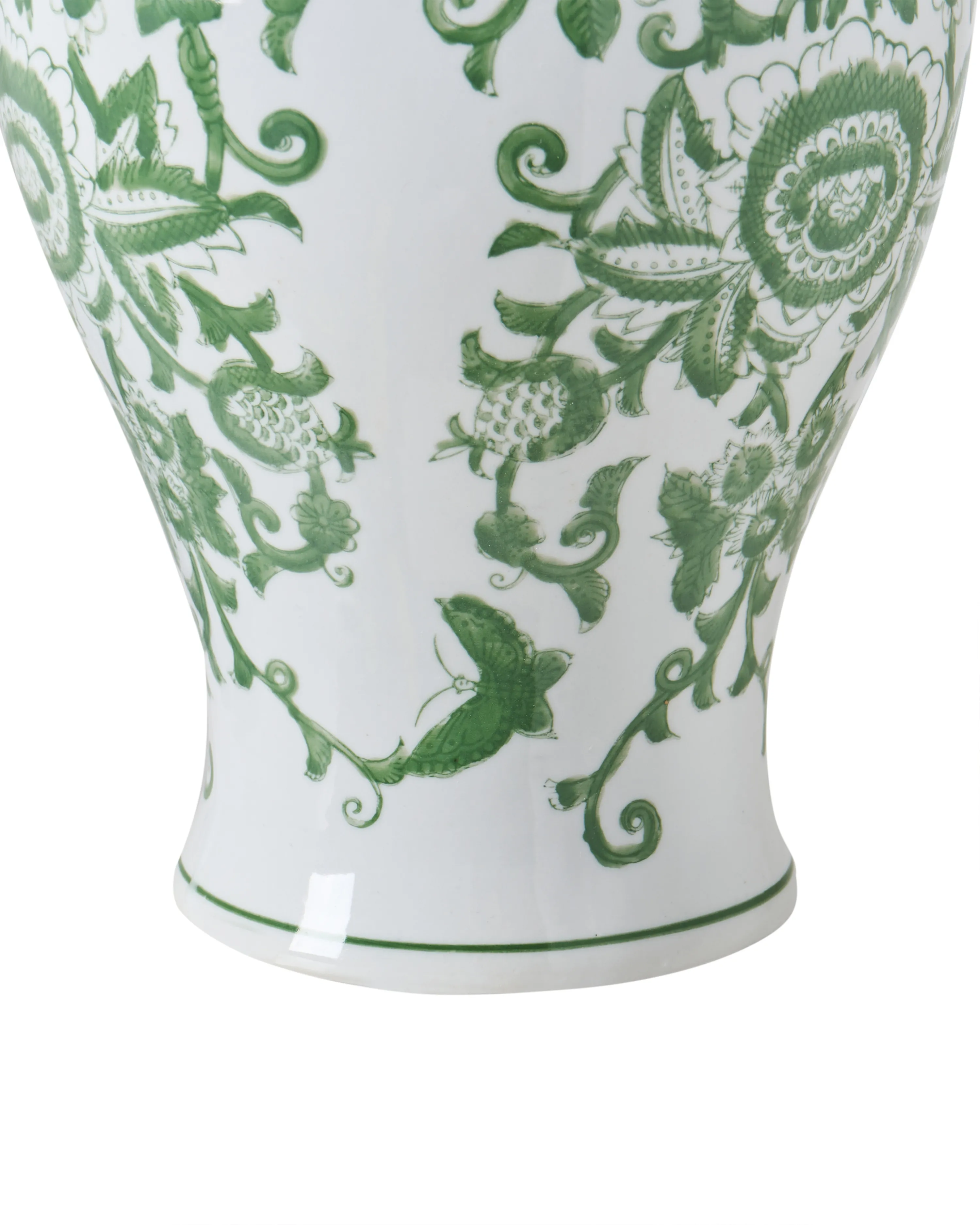 Vaas met deksel MONDRAGON Porselein 37 cm Wit/groen