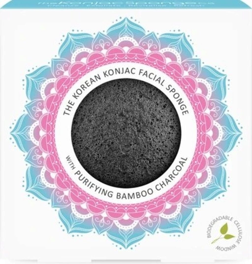 The Konjac Sponge Company  Mandala Konjac Facial Sponge Bamboo Charcoal