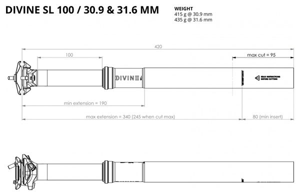 Tige de Selle Téléscopique Bike Yoke Divine SL (sans commande)