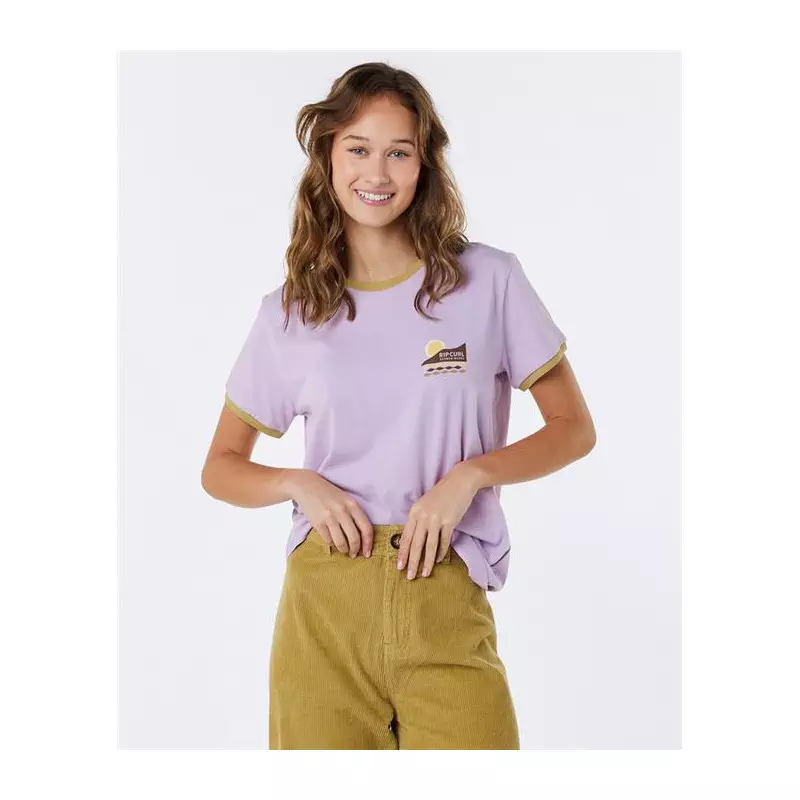 Teeshirt femme RIPCURL Color Block Ringer Tee Lilac