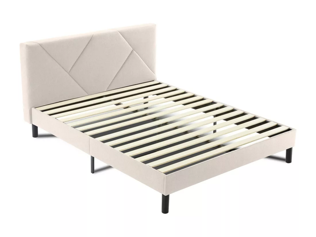 Lit double Calitri, Sommier pour chambre, Literie par chambre, Support de matelas, Adapté à un matelas de 140x190 cm, Beige
