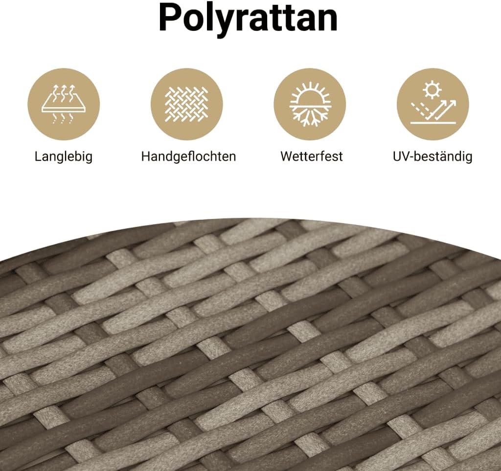 vidaXL Gartenschrank, Geräteschrank mit viel Stauraum, Beistellschrank Schrank mit Türen, Balkonschrank Terrassenschrank, Grau Poly Rattan