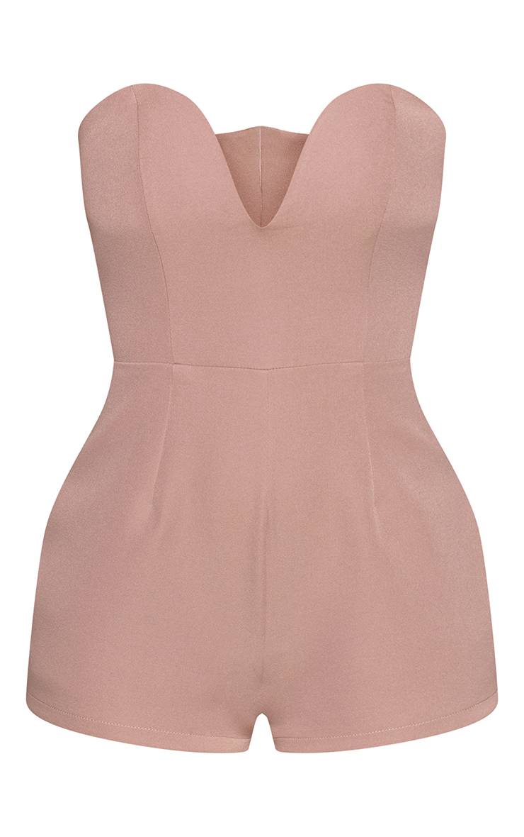 Taupe Combi-short Ajustée Tissée Avec Barre En U