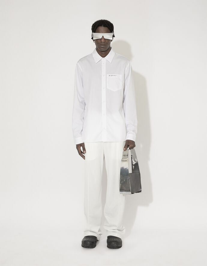 Han kjøbenhavn Cotton Poplin Script Logo Long Sleeve Shirt White