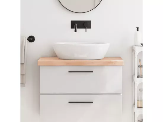 Comptoir de salle de bain 80x30x(2-6) cm bois massif non traité