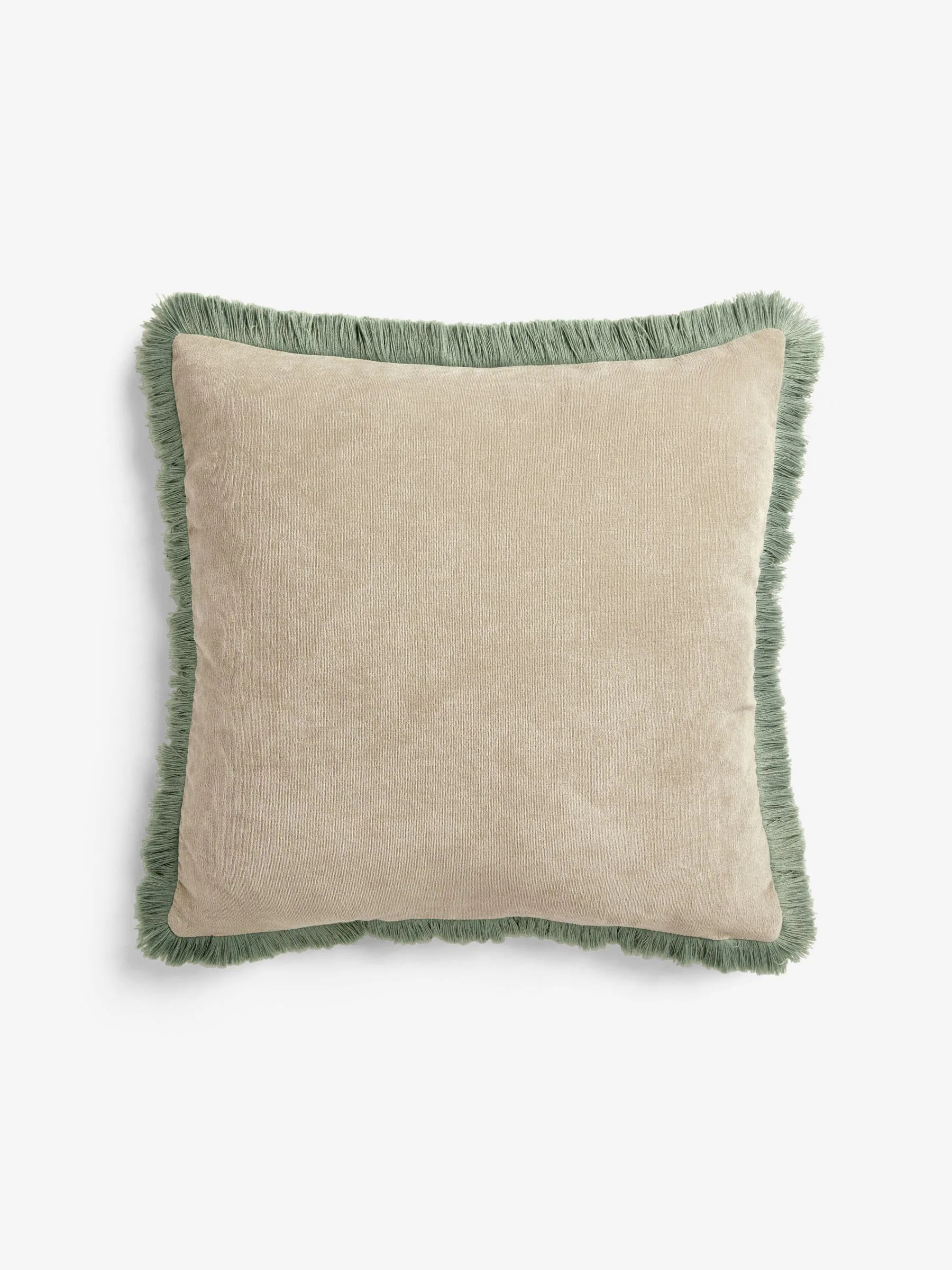 Soft Velour Contrast Fringe Cushion