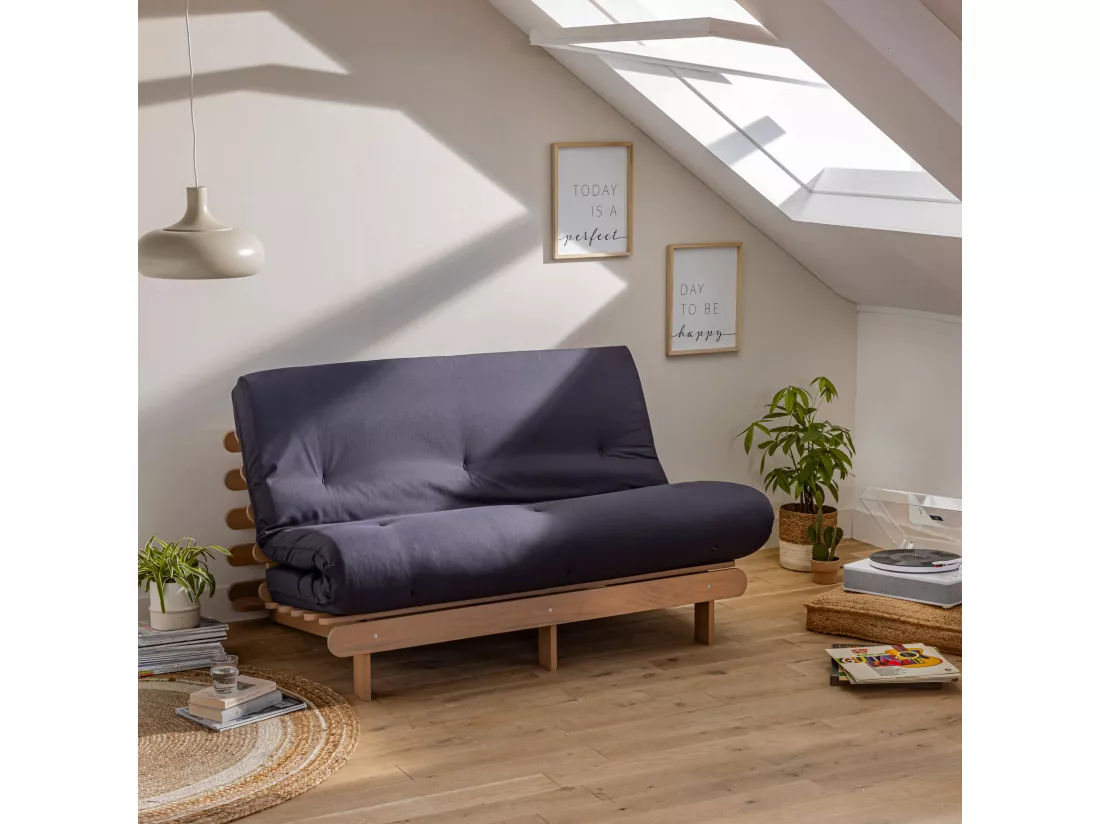 Matelas futon coeur en mousse à mémoire de forme, anthracite 160x200