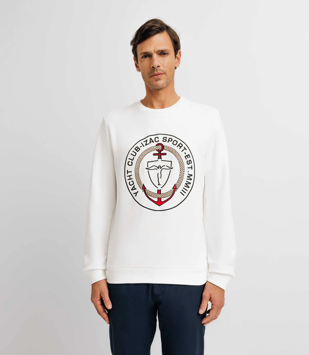 Pull sweat avec patch écru