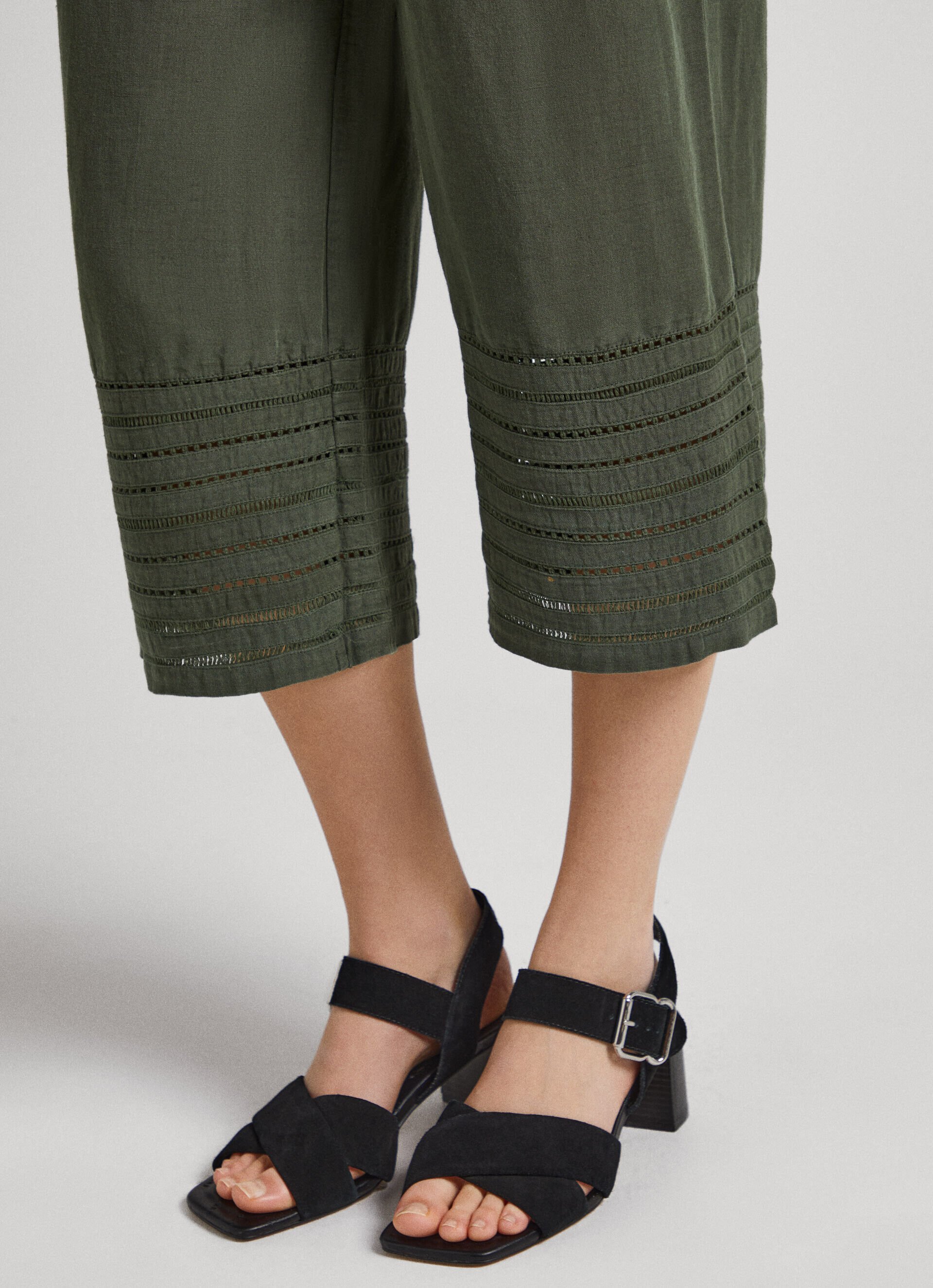 Calça Palazzo Vazada - verde oliva