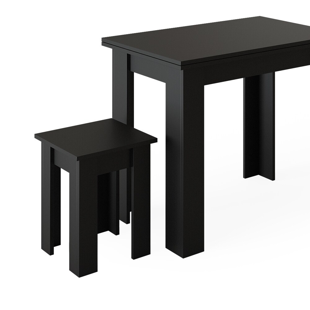 Vicco Küchentisch Esstisch Esszimmertisch Roman Schwarz 90 cm modern Eckbankgruppe Esszimmergruppe Küchensitzgruppe Sitzbankgruppe Küchenmöbel Esszimmermöbel Sitzhocker Tischhocker