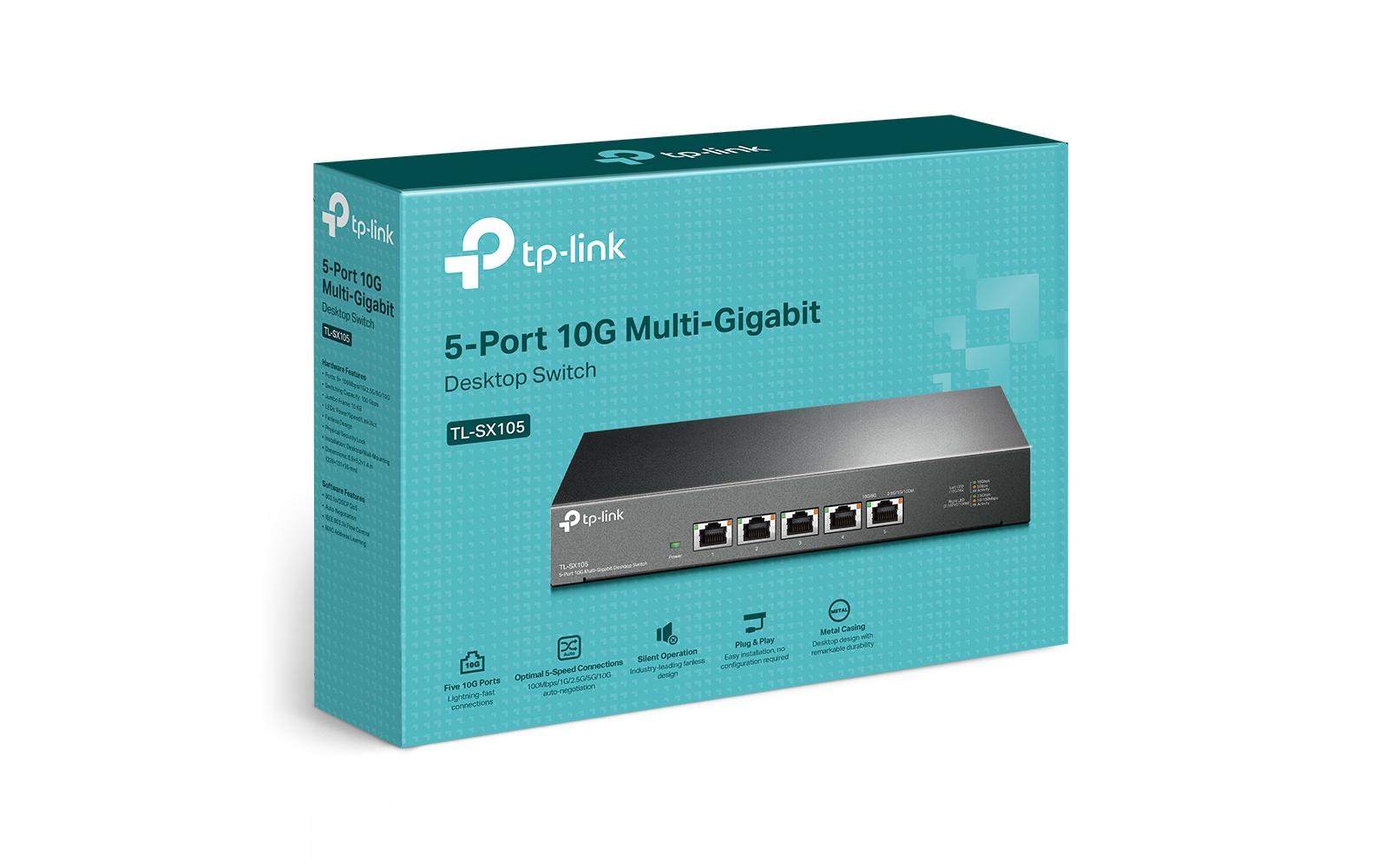 Switch Omada Unmanaged Switch 5 x 10G Ports TL-SX105 5 Port<br>5-Port 10G Desktop Switch