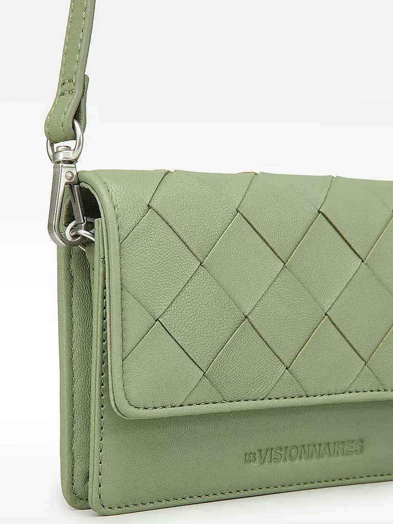LES VISIONNAIRES Ledertasche - Mini Bag BRIT WEAVE grün