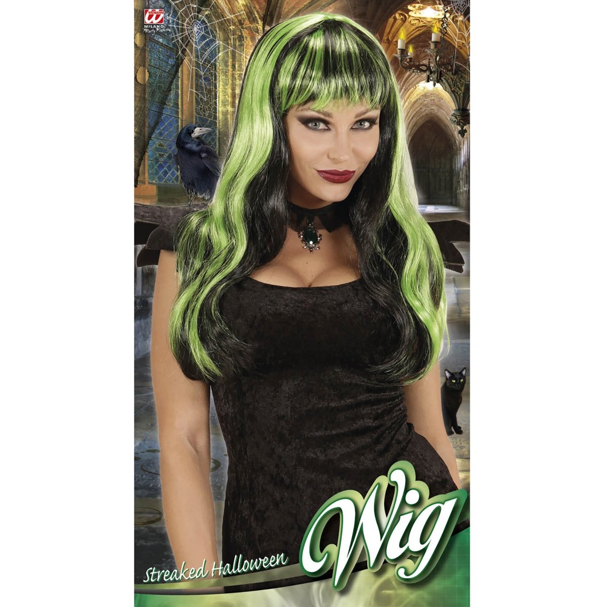 Halloween Pruik Zwart Groen