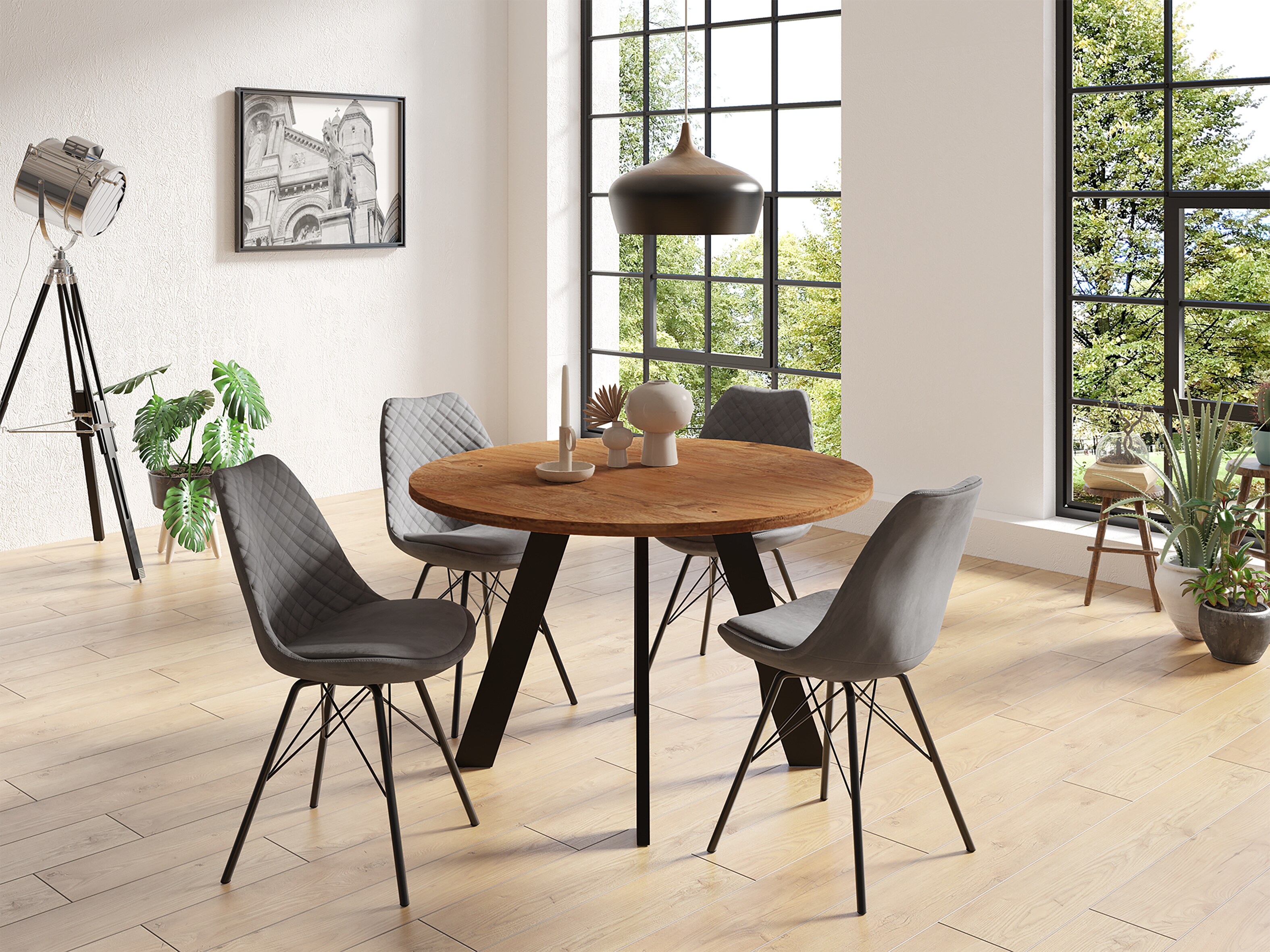 byLIVING Esstisch TARA, Breite 120 cm, Akazie natur/schwarz