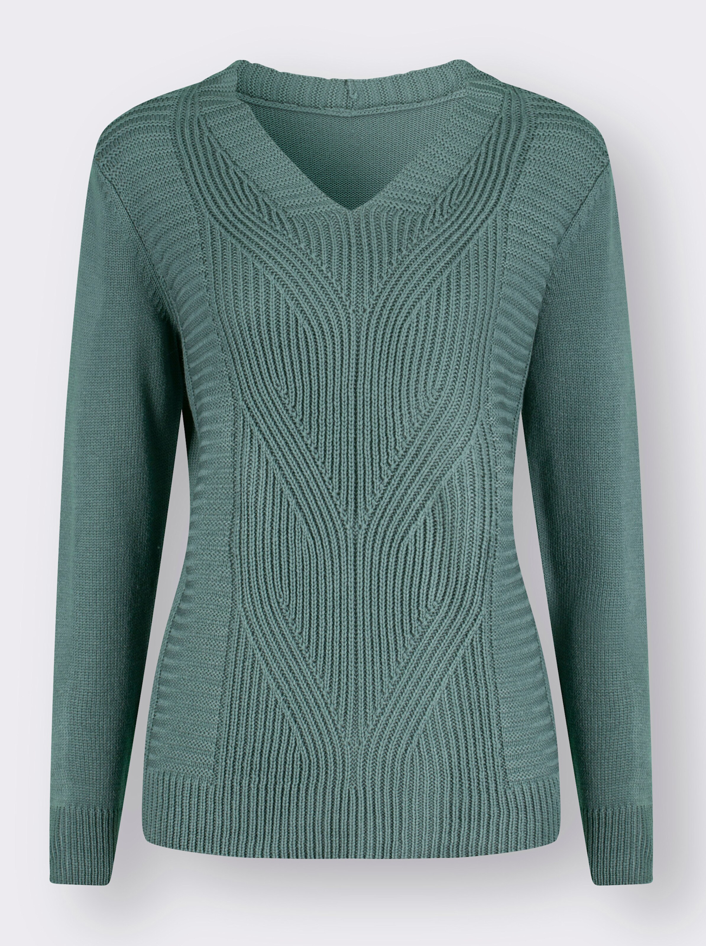 Langarm-Pullover mit Zopfmuster