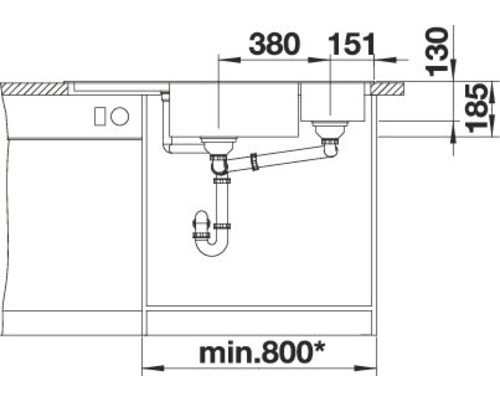 Blanco DELTA II spoelbak 1057 x 575 mm vulkanisch grijs 527238