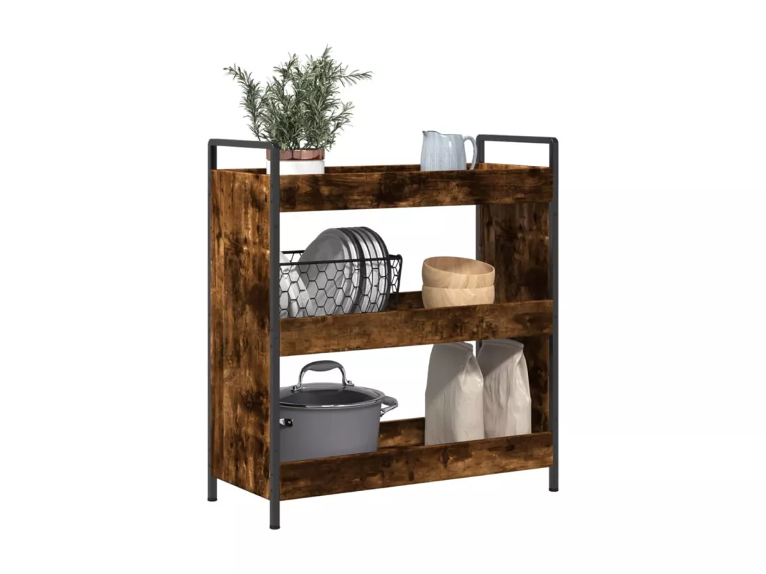 Chariot de cuisine chêne fumé 70x30x82 cm bois d'ingénierie