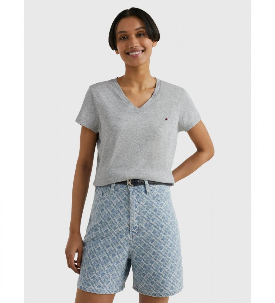 Camiseta Tommy Hilfiger Heritage com decote em V cinza