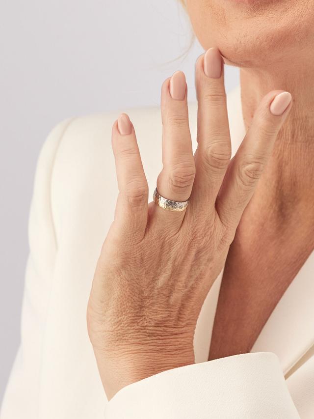 Band-Ring, Brillanten, Platin 600 und Gold 585, bicolor
