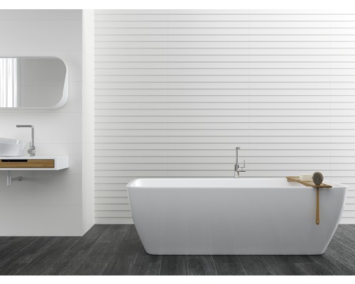Shutter Snow wandtegel, wit 3D mat, 30x90 cm, gerectificeerd