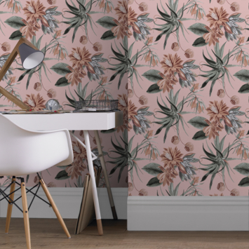 Vliesbehang Flowers roze 114165