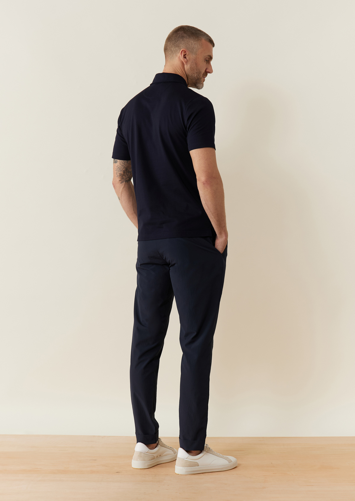 Pantalon casual Judicieux slack skinny uni bleu marine